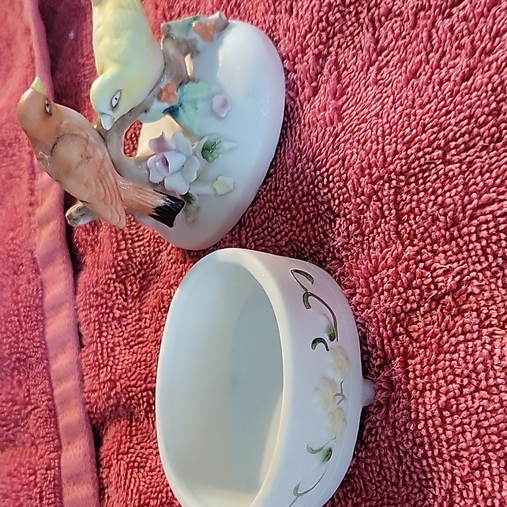 LEFTON TRINKET BOX WITH BIRDS. VINTAGE - Picture 4 of 5